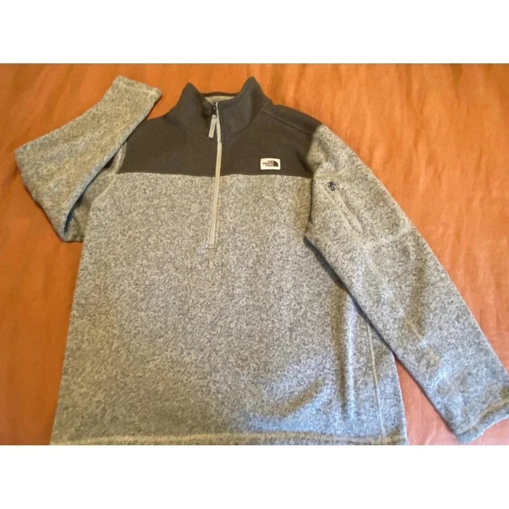 The North Face 1/4 Zip Fleece Jacket Arm Pocket Men XL Pullover Heather s1